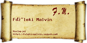 Füleki Malvin névjegykártya